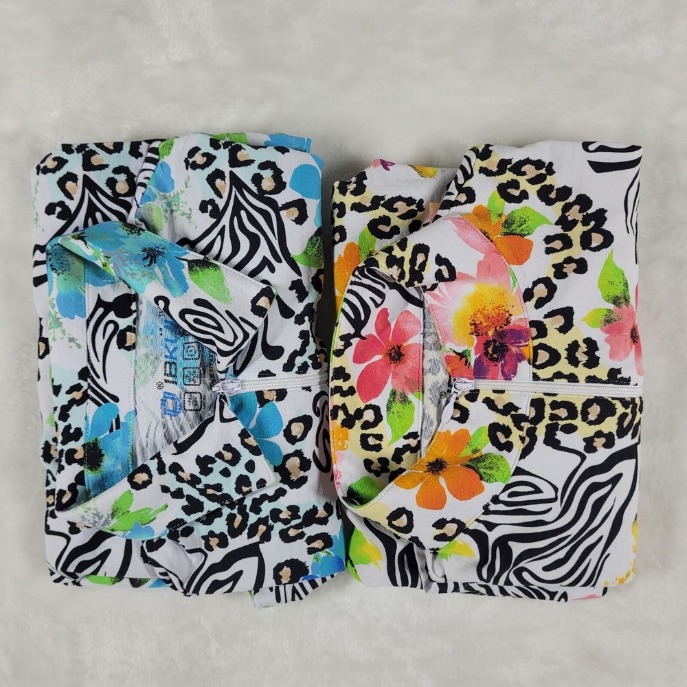 IBKUL Long Sleeve 1/4 Zip Pullover Women's XS Floral Golf Active Nylon LOT OF 2